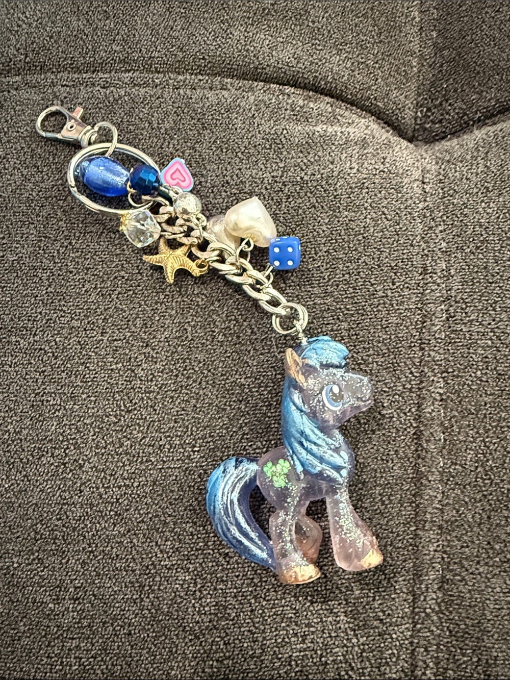 Blue Glitter my little Pony Charm Keychain